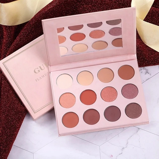 

GUICAMI Flame Mousse 12 Color Eyeshadow Palette Desert Rose Red Brown Matte Pearl Exquisite Eyeshadow Palette