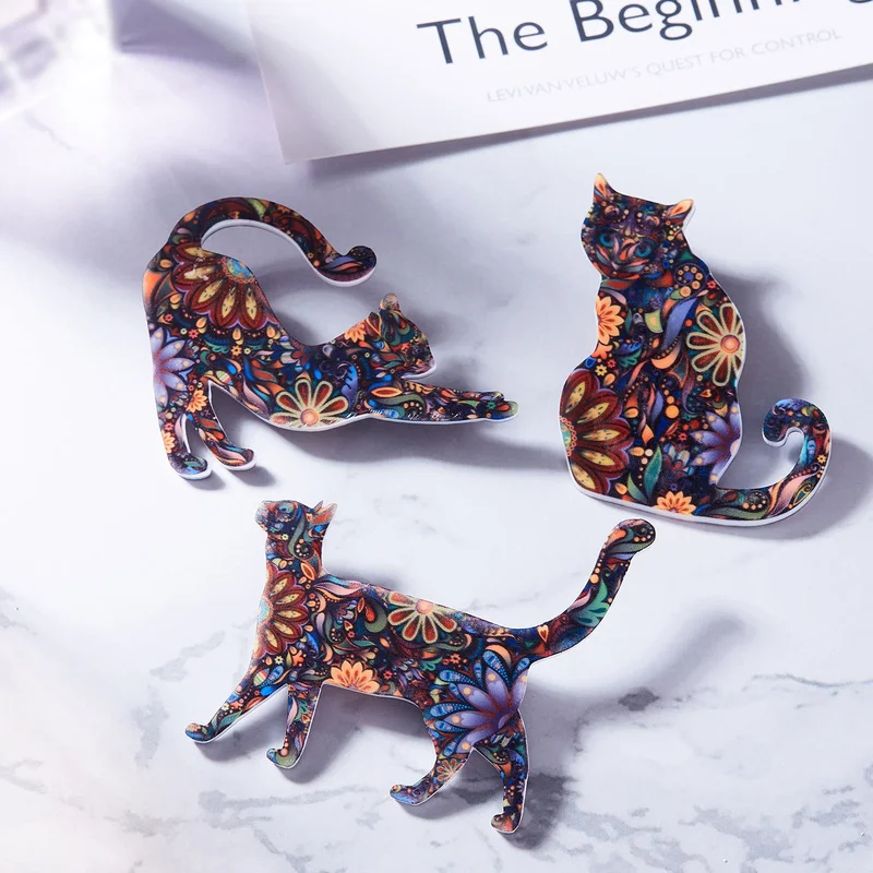 Fashion Spirited Away Brooch Trendy Colorful Designer Brooches Retro Acrylic Cat Brooch