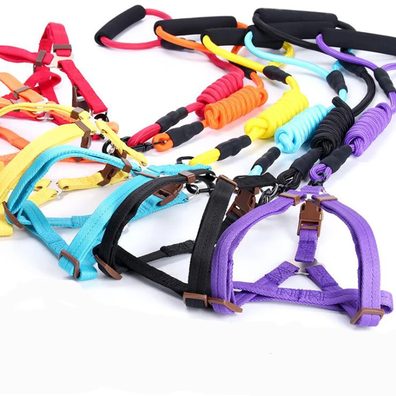 

QY Cat and dog round rope traction dog chain pet supplies pet traction rope chest strap colorful solid color the new easy to use, Picture