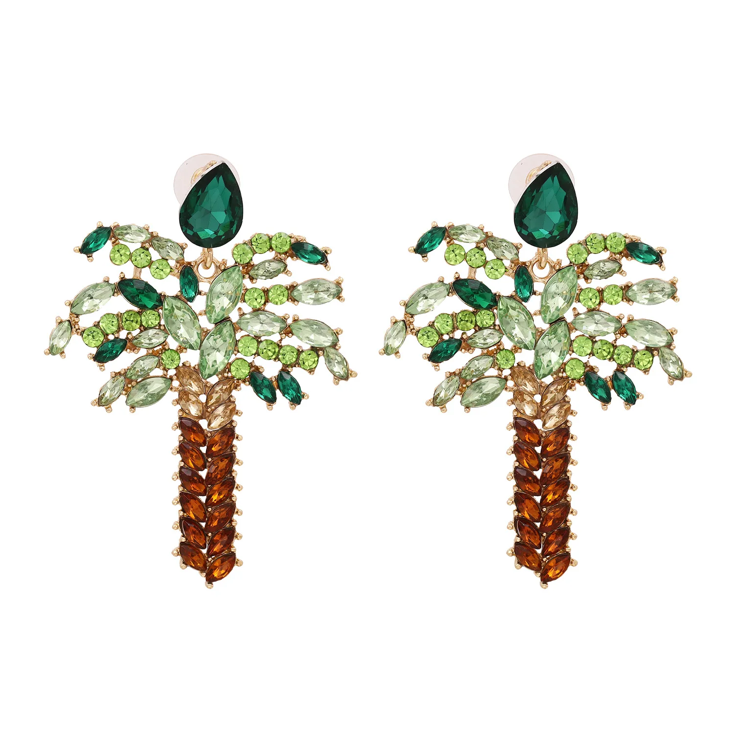 

MSYO Exaggerate Cute Color Rhinestones Earrings Coconut Tree Earrings For Women