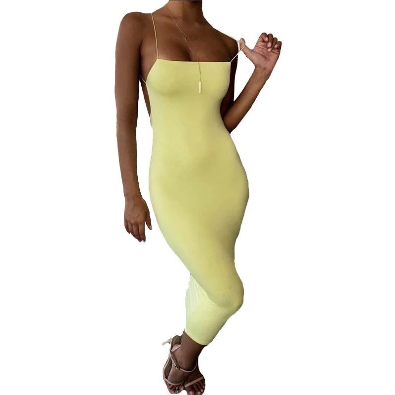 

Women's Casual Summer Slim Dress Sexy Sleeveless Bodycon Green Pencil Maxi Dresses, Solid or customized