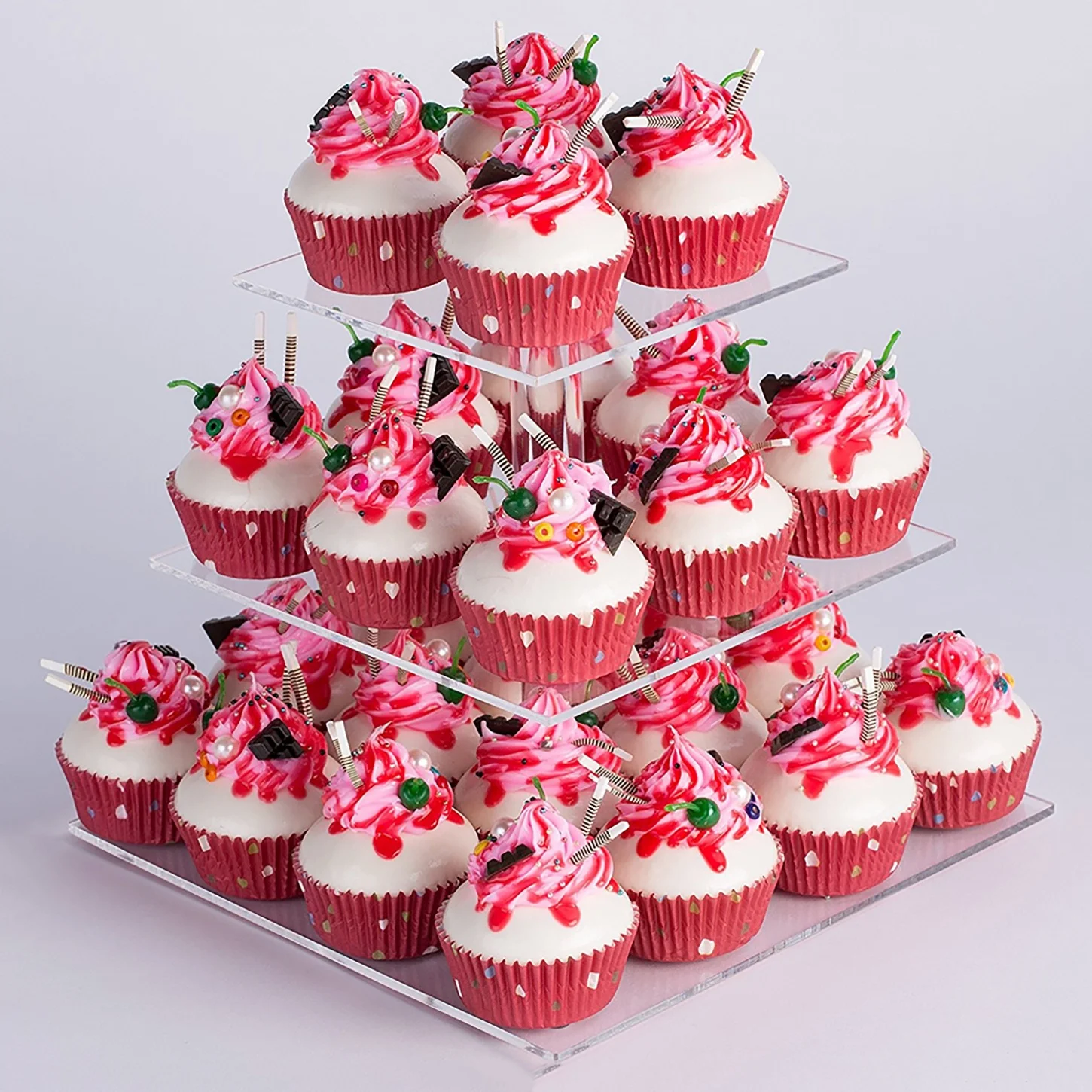 jusalpha 4/ Tier cuadrado boda acr/ílico Cupcake Torre stand-cake stand-dessert soporte