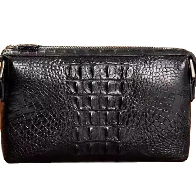 

Popular Cappuccino Black Custom Genuine Crocodile Leather Wallet For women