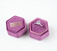 

Custom radiant orchid hexagonal velvet engagement ring box,earring velvet ring box with logo and outer boxes