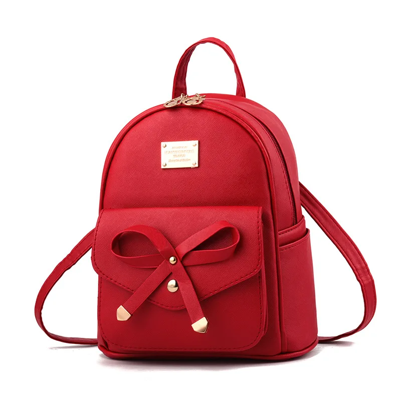 

Fashion Women Small PU Backpack Leather Purse Bowknot Mini Backpack For Girls