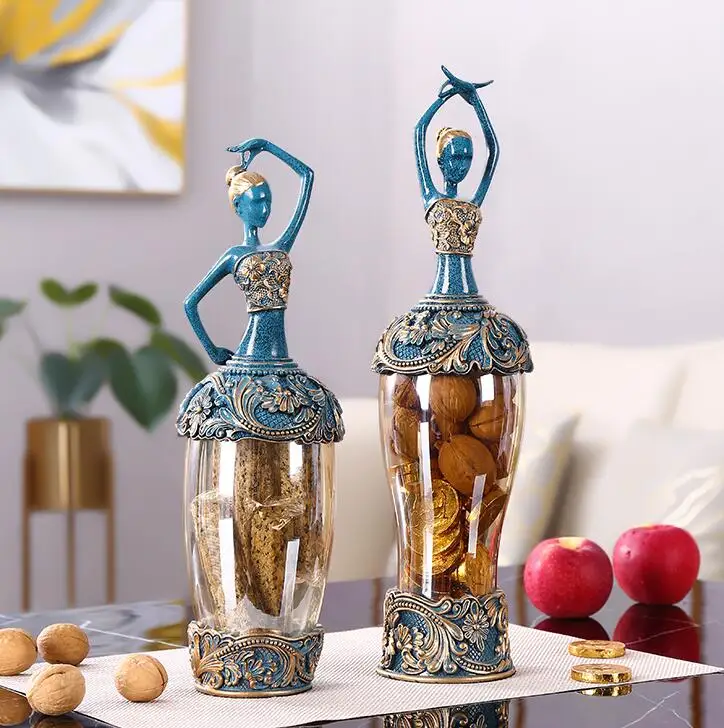 

2020091409 Dancing Girl Nuts Containers artistical food storage bottle Girl Candy Box