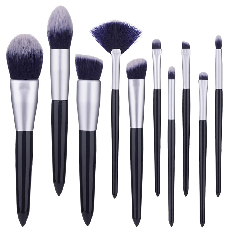 

wholesale blue aluminum ferrule make up brushes set