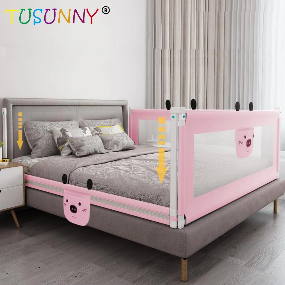 

baby safety bed guard fence bed rail, Gary/pink