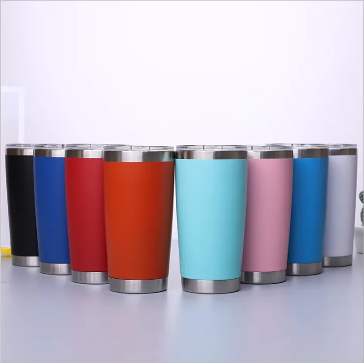 

20oz Powder Coated Regular Tumbler with Lid Colorful Stainless Steel Double Wall Car Tumbler, Customized