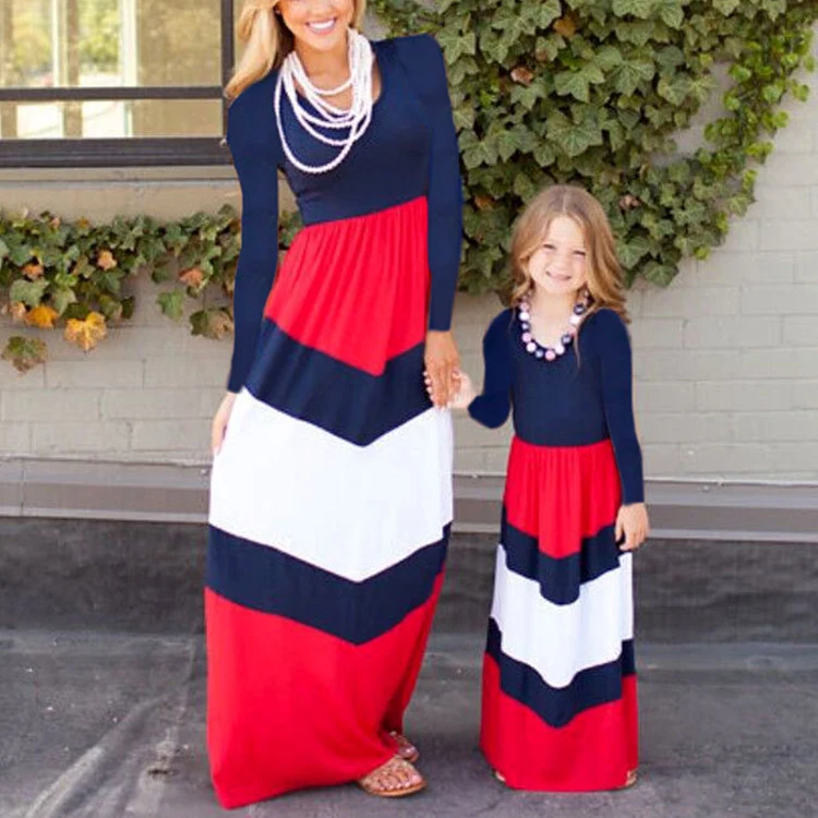 Hot Sell Mommy And Me Clothing Mother Daughter Clothing Parent Child Dresses Mom Daughter Matching Dresses