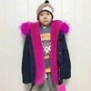 Made in china high quality black surface kids bomber parka with raccoon fur hooded
