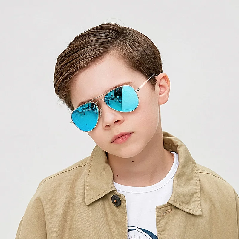 

Kids oem polarized metal frame blue lens customized 2021 Fashion sunglasses