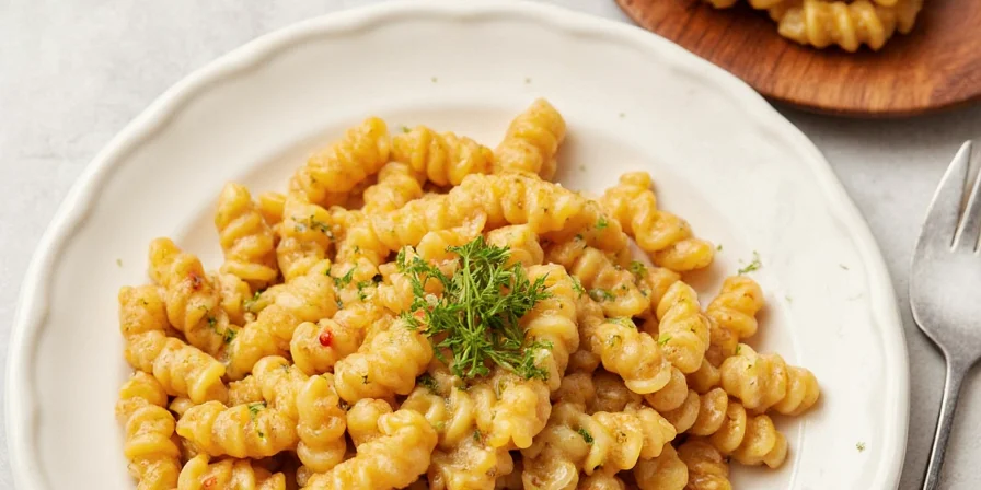 A steaming bowl of spaetzle with herbs and butter