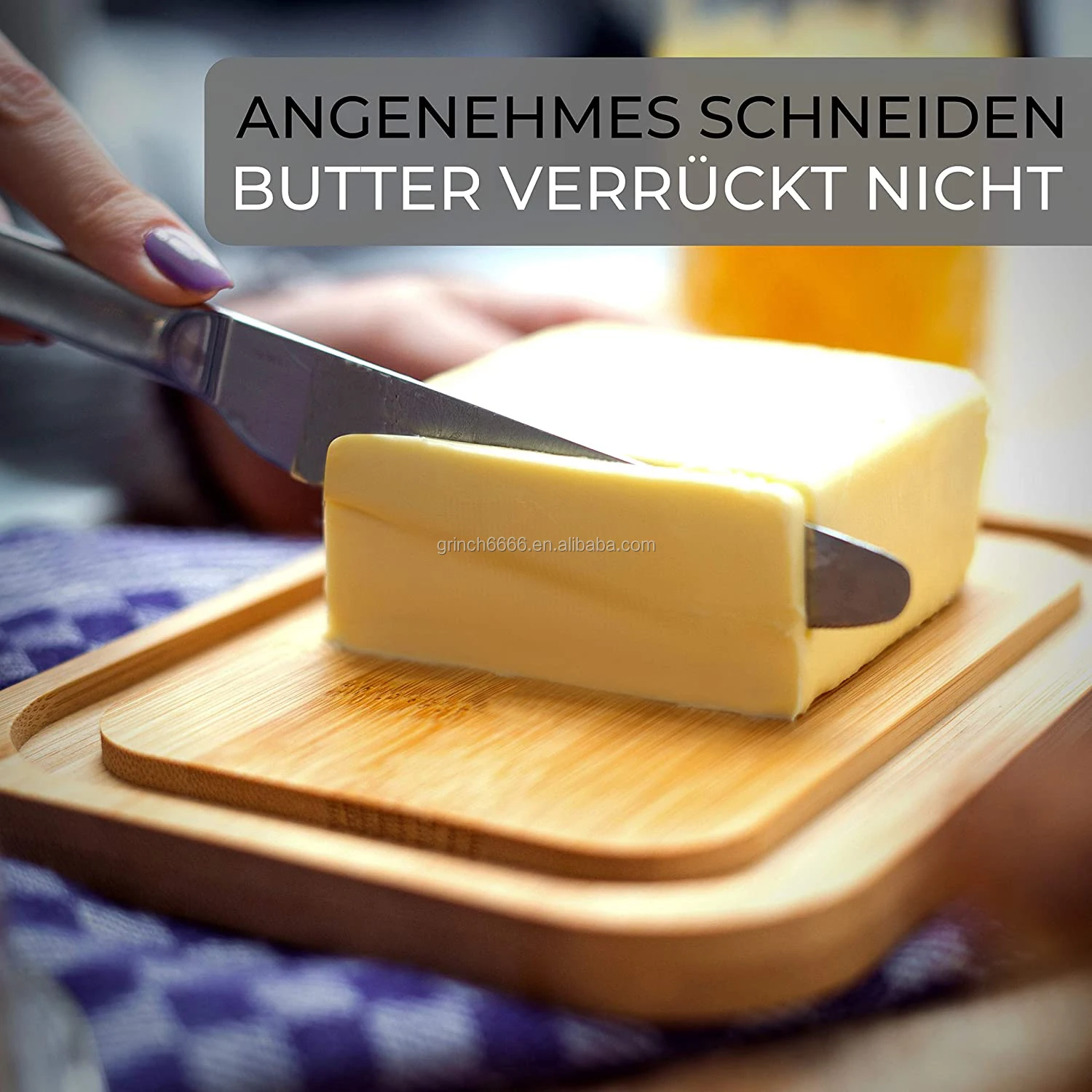 2021定制黄油盘优质玻璃黄油盘,优雅可持续发展的竹盖黄油盘带盖子的