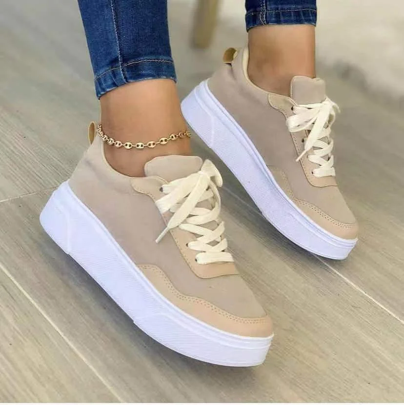 

Stylish Breathable Lace-Up Height Increasing Shoes Mesh Upper Platform Chunky Shoes Casual Sneakers, Khaki,grey,green
