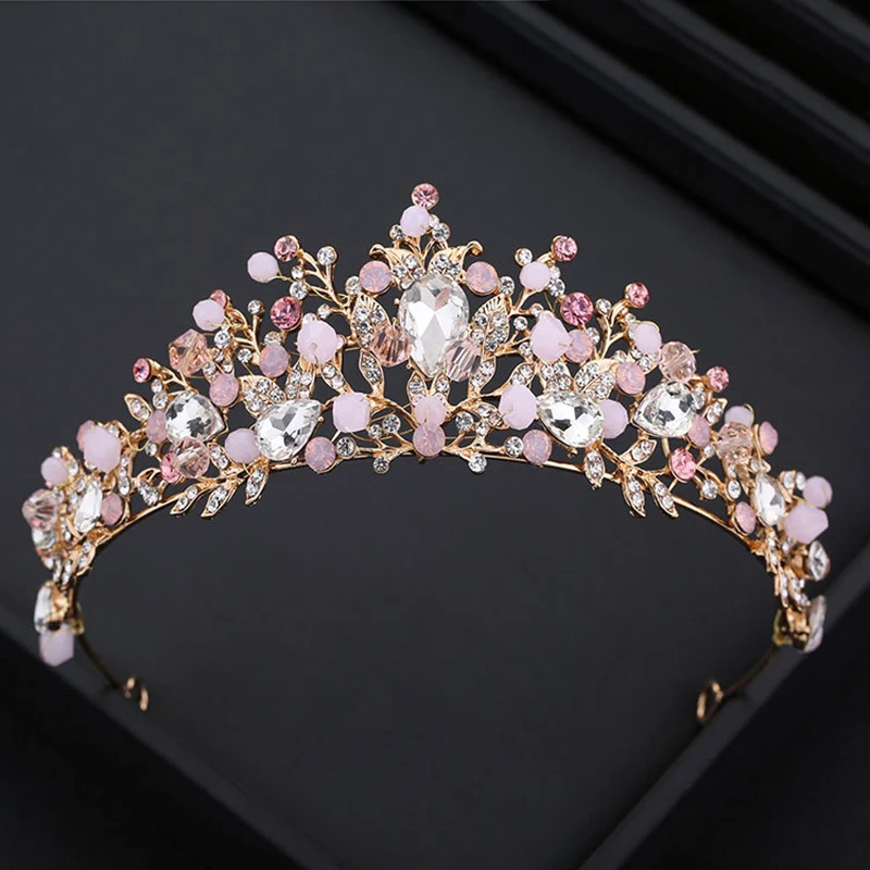 

Korean Handmade Crystal Large Pageant Crowns Rhinestone Elegance Wedding Crown For Bride Fine Workmanship Bride Hair Accessories