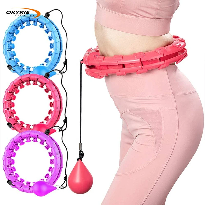 

OkyRie Home straining slimming smart detachable adjustable hoolah hoop fitness waist exercise hula hoops for excise woman, Rose red, blue,purple