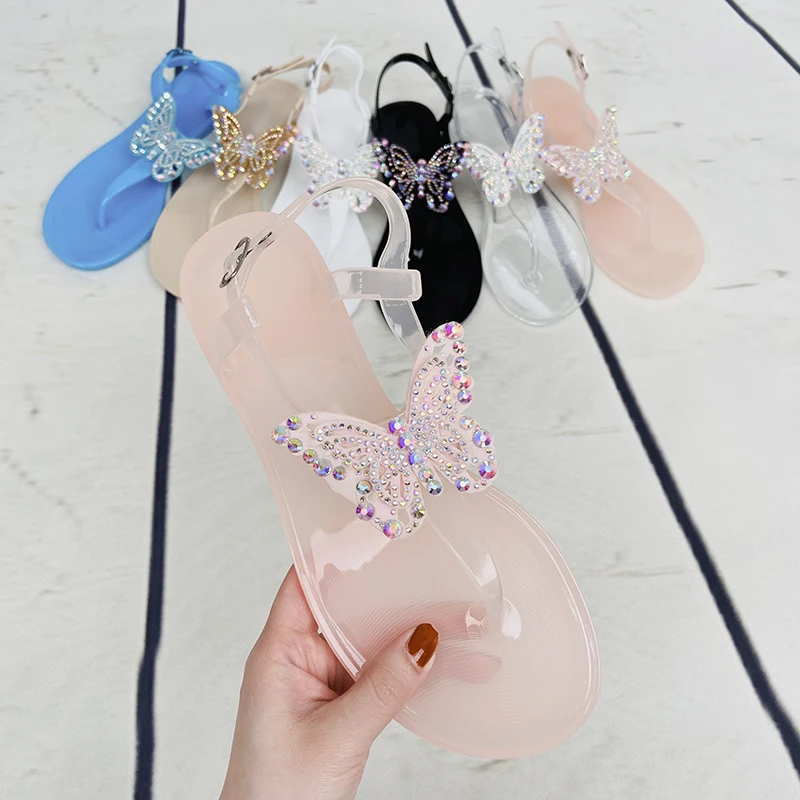 

New Butterfly Lady Sandal Jelly Shoes PVC Flat Women Sandals Slippers For Womens And Ladies, Picture color or according to customer requirements