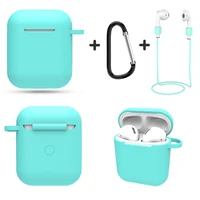 

2020 Laudtec For Airpods Case Silicone Cover For Airpods 1 2 With Free Anti-lost Strap and Metal Carabiner Cases For Airpods 2