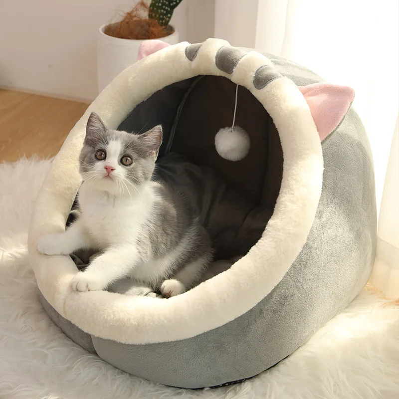 

Winter Warm Cat Bed Pet House Cozy Kitten Lounger Cushion Cats House Tent Soft Small Dog Beds Washable Cat Cave Pet Supplies