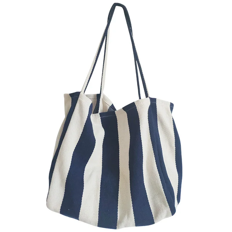 

Twinkle Eco Shopping Bags Women Large Stripes Canvas Tote Bag With Custom Logo