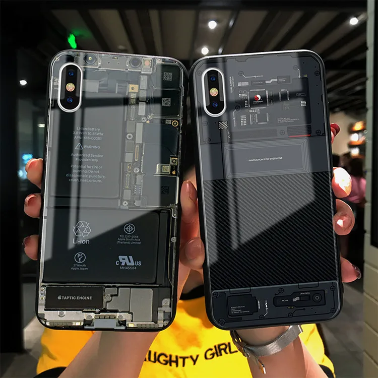 

2020 new luxury phone back cover computer motherboard circuit board funny tempered glass phone case for iPhone, Circuit board, discovery board