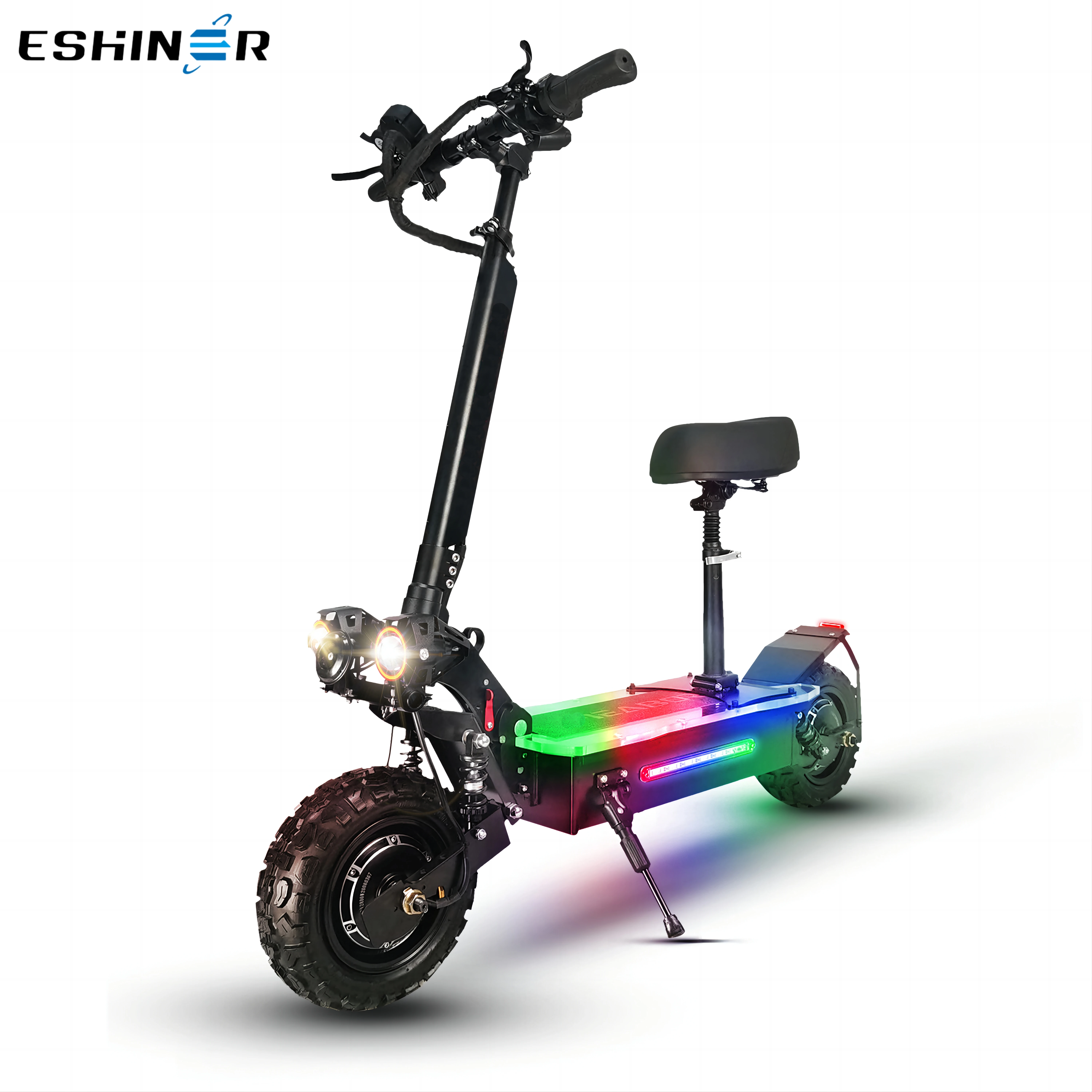 

Foldable long range max speed 70-80km/h 5600w 60v dual motor 11 inch off road two wheel electric scooter with seat for adults