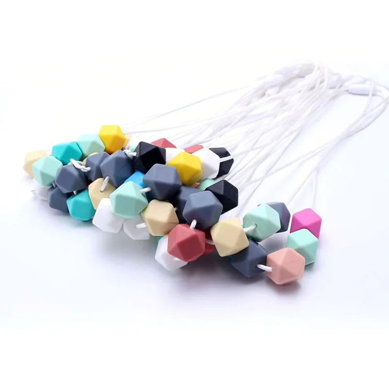 

Safety silicone necklace infant teether toys nursing baby chewing teething necklaces, As picture show