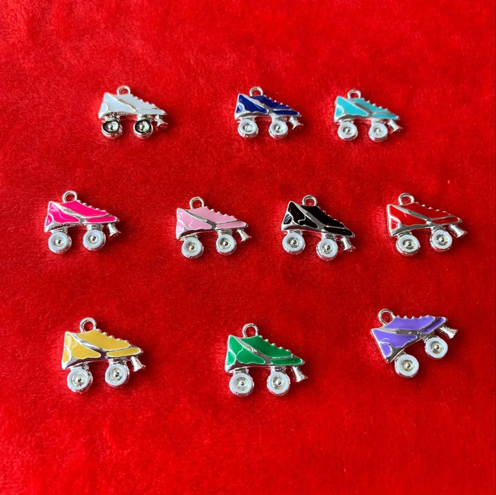 

silver metal skating shoes charms cute color enamel silver ice skate shoes charms various silver charms in stocks
