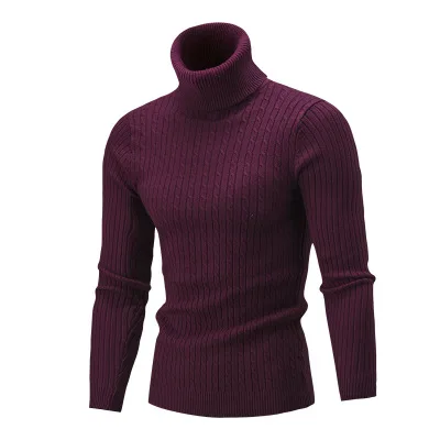 Wholesale Long Sleeve Turtleneck Sweater Men Plain Knit Sweaters Men Slim Fit Pullover Sweater ZJ292