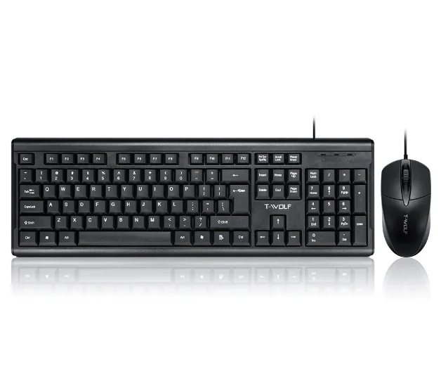 

Top quality wired universal computer gaming keyboard and mouse set for office and home use, Black