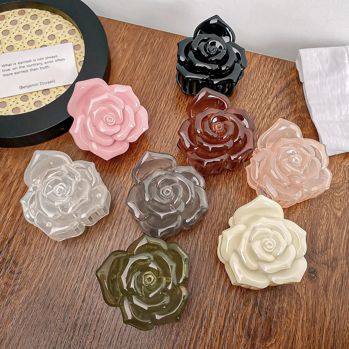 

DOWELL Plastic hiar claw flower shape claw clip medium size rose hair clip