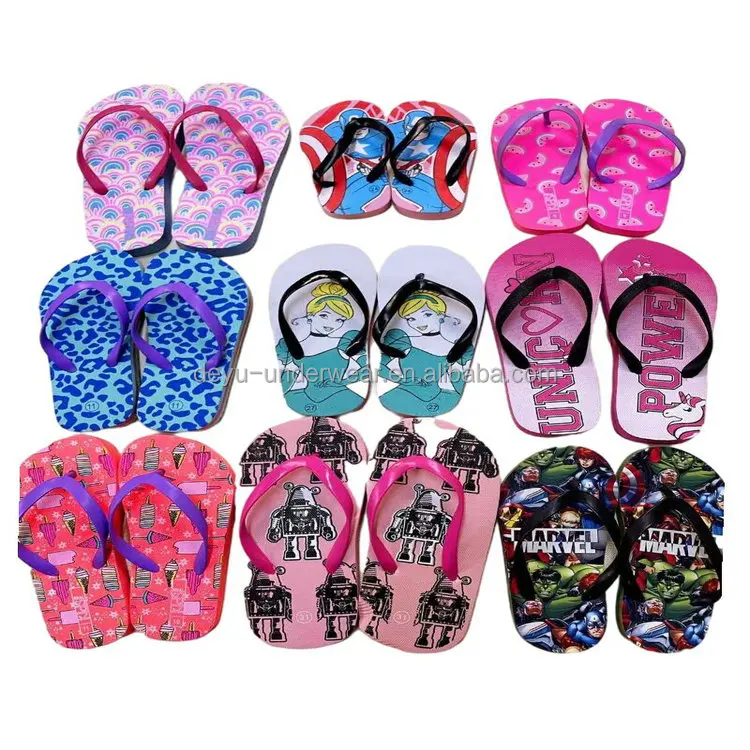

0.38 Dollars Model FLX021 Size 24-35 Wholesale PVC Children Kids indoor bedroom cheap slippers with different patterns, Mix
