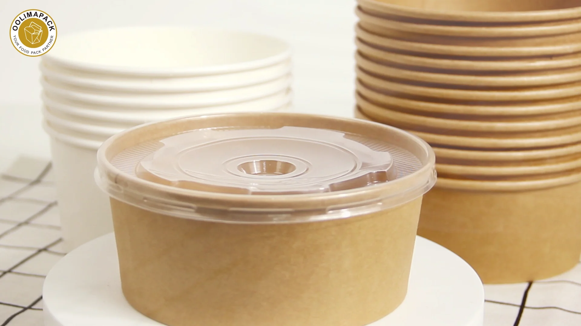 Pla Biodegradable Take Away Paper Bowl Salad Bowl Kraft Paper