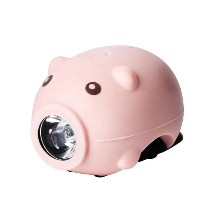 

Kid Toys Silicone Little Pig LED Bike Front Rear Light Night Bicycle Headlight Children Balance Scooter Lamp Kid Stroller Lamp, Black, pink, light blue, light green