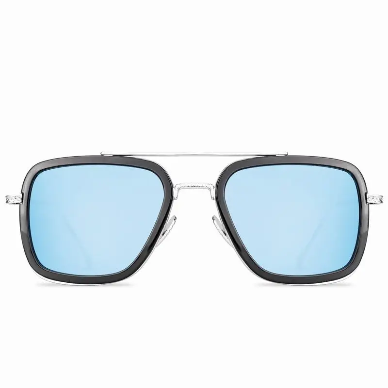 
66218 Tony Stark Sunglasses lentes de Iron Man Vintage Retro Square Metal Frame Sunglasses for Men Women Edith glasses 