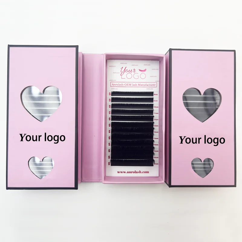 Matte Black Lash Tray Individual Private Label Custom Lash Box Eyelash Extension Wholesale Volume Hand Made