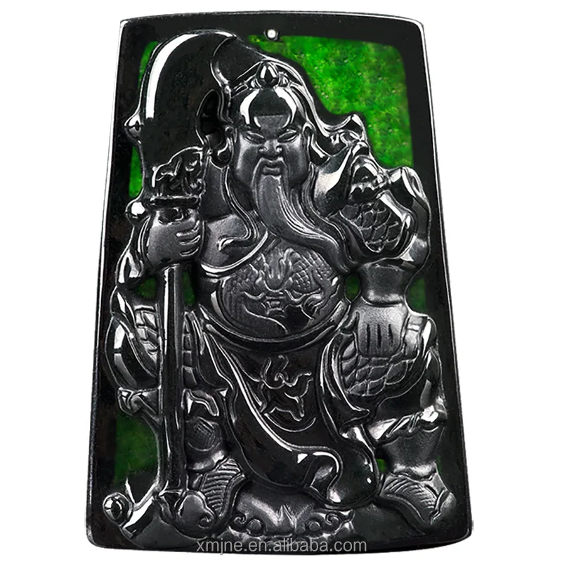 

Certified Grade A Natural Jadeite Ink Jade Guan Gong Pendant Ink Green Ice Kind Jade Men And Women Pendant Jade Pendant 2