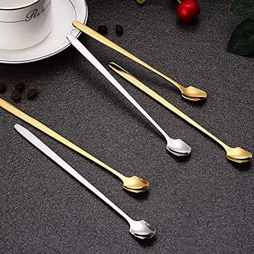 

Custom Travel Korean Small Dessert Rest Metal Gold Cutlery Coffee Mini Palm Tree Stainless Steel Golden Long Tea Spoon Set, Silver, gold, customizable
