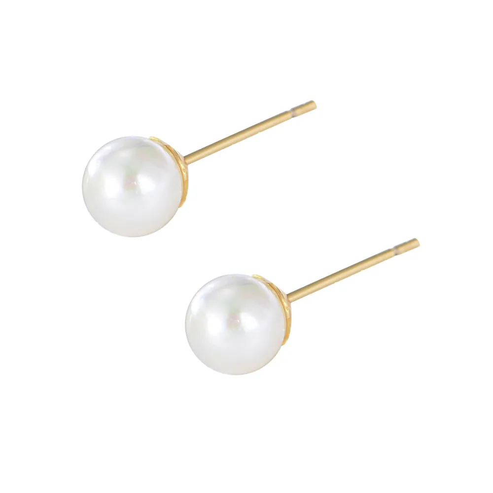 

minimalist jewelry psj brass 18k gold plated Cubic zircon imitation pearl stud earrings for women girls