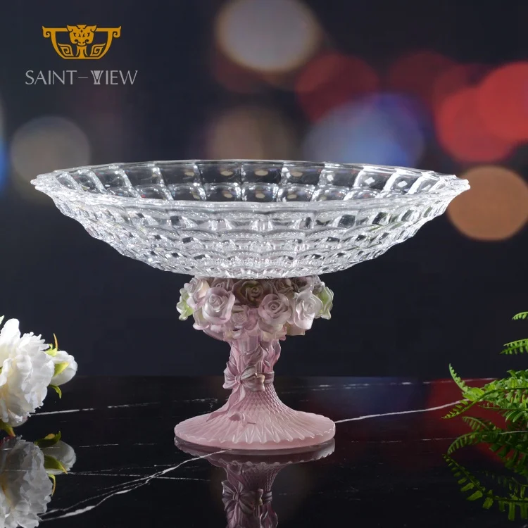 

2021 New Trending Crystal bohemia Rose Flower Fruit Tray Chocolate Bowl For party decoration