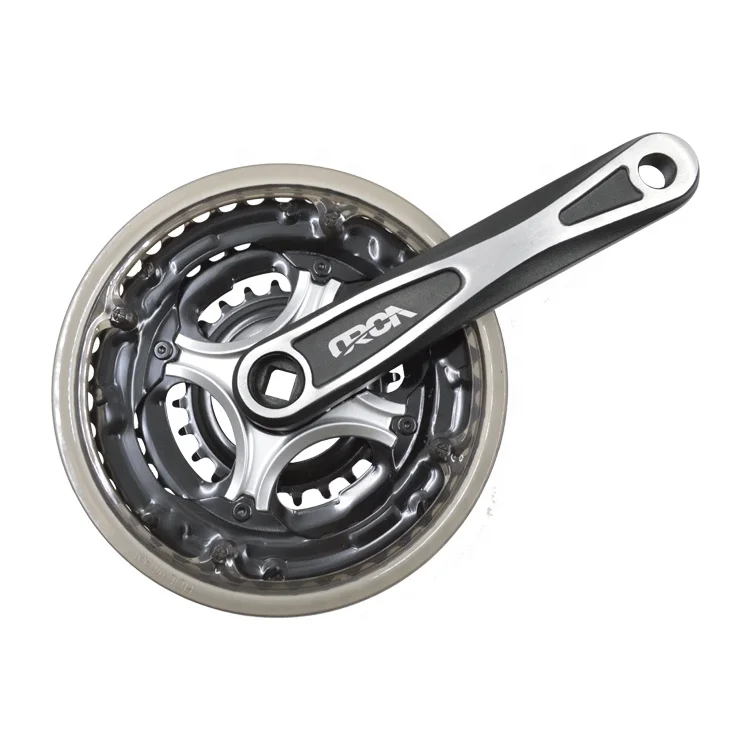 

High quality mountain bicycle chainwheel mtb crankset with plastic cover, Black+silver