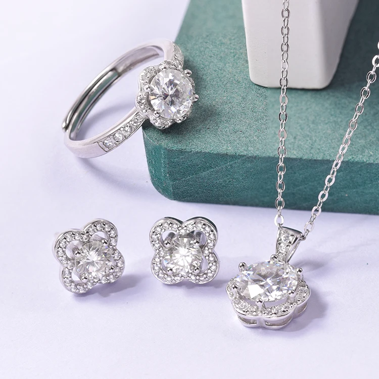 

Wholesale Price High Quality Flowers 925 Silver Jewelry Set Gift Necklace Wedding Round Women Jewelry Sets, Customized color