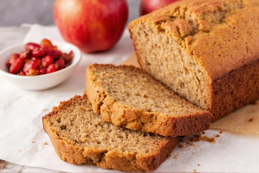 Step-by-step cinnamon apple bread preparation showing batter being poured into loaf pan with diced apples visible