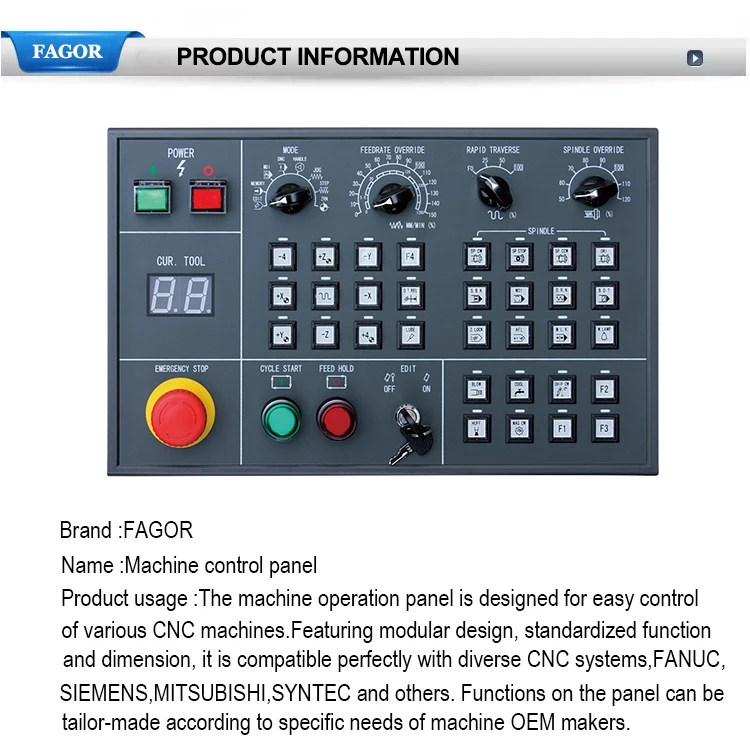 3 Axis Cnc Mill Controller Vmc Control Panel Yzljkb01f/fc-lh/kb01-v1 ...