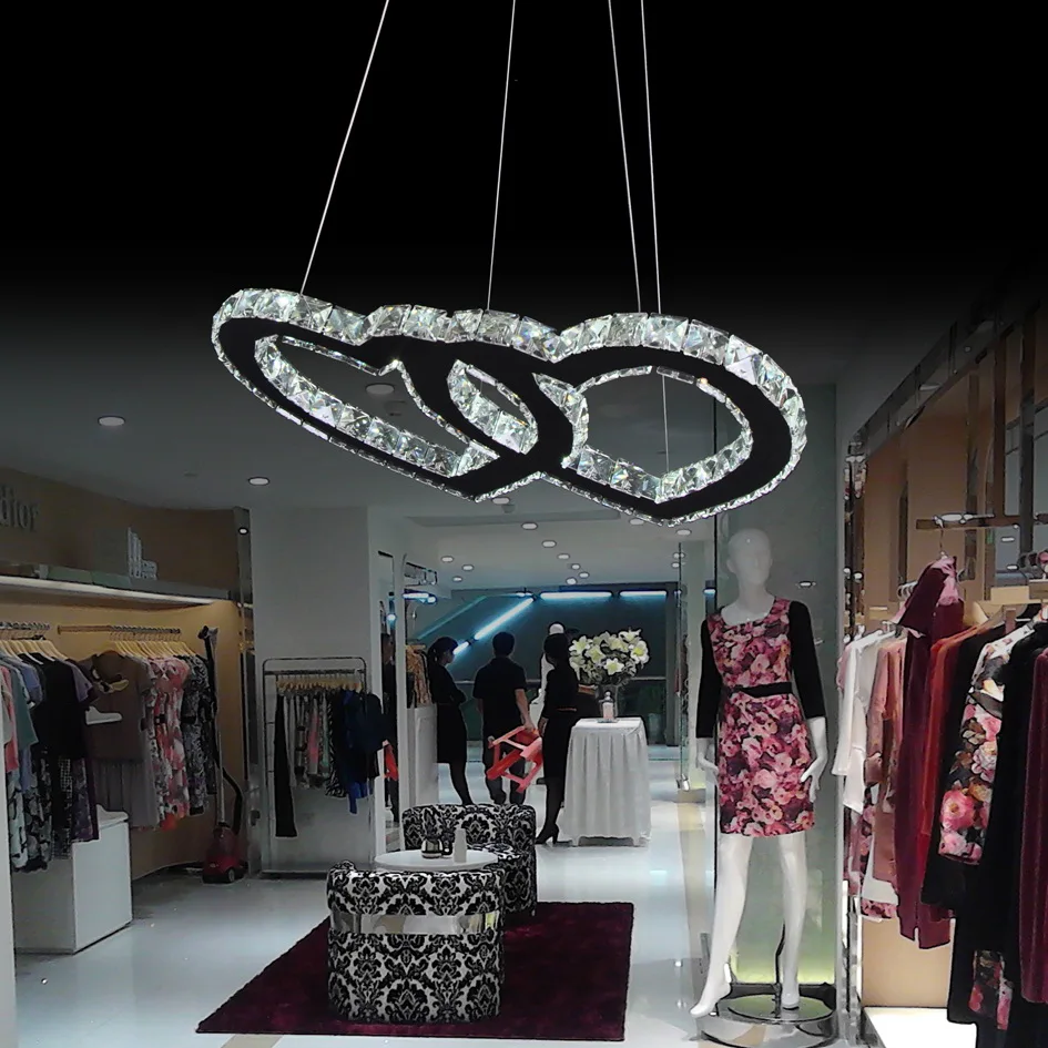 

Hot Sale Modern Luxury Hanging heart shaped lamp crystal chandelier lighting led