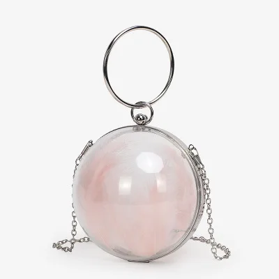 

B-058 2020 transparent new fashion versatile cross body small bag ball chain shoulder bag luxury ladies handbags for women, Pink