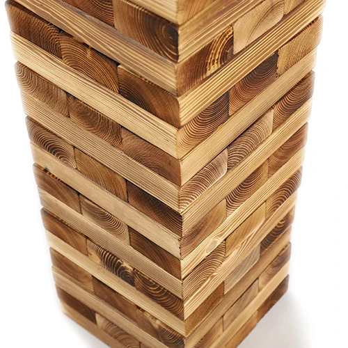 
WAFFLE GAMES Classic Burned Giant Tumbling Tower wood block stacking game - 66PCS 