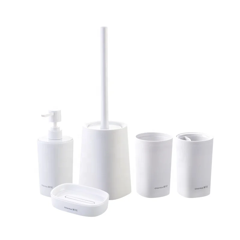 

Bathroom Washing Sets White Bathroom Washing Accessories 5pcs Porcelain Bathroom Sets