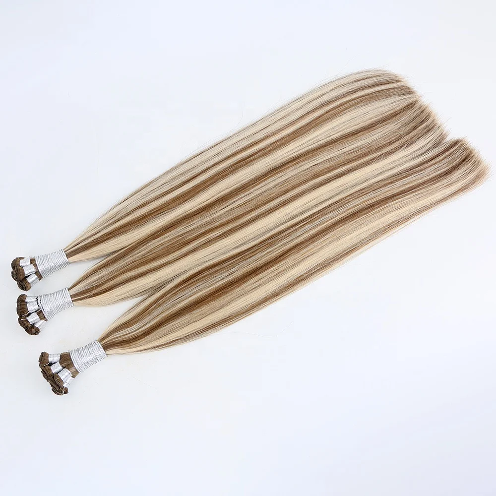 

Ombre brown blonde balayage color hair extensions super double drawn virgin european human hair hand tied wefts, Glamour